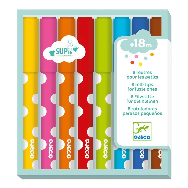 8 Felt Tip Pens for little ones by Djeco (18 months+)