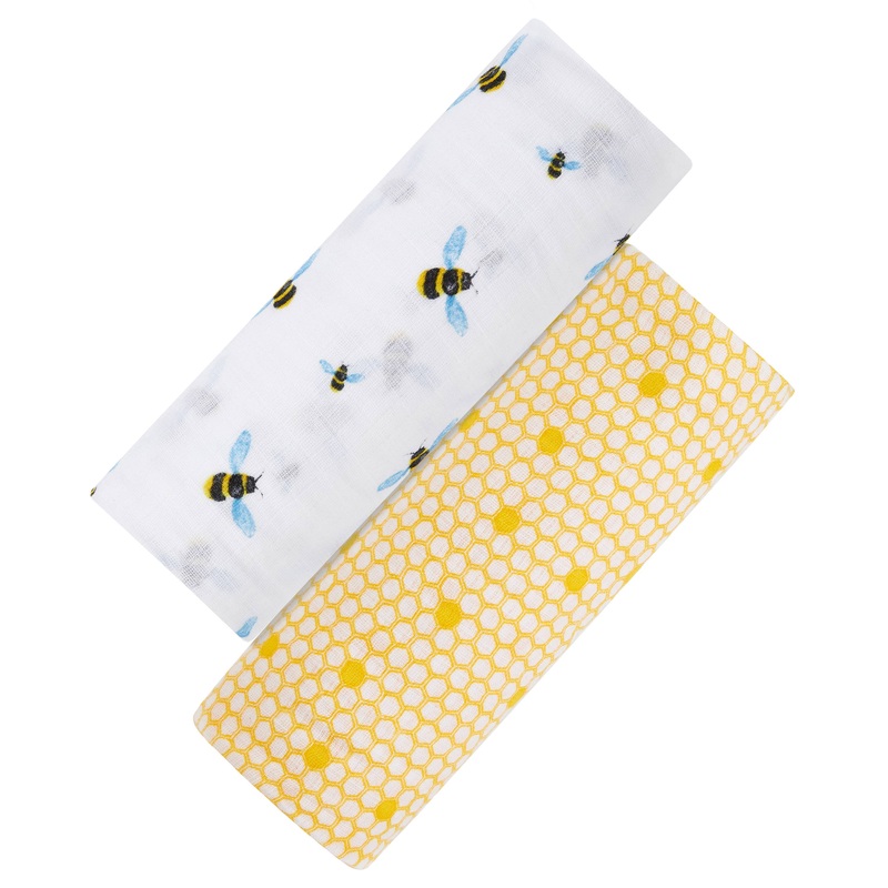 Organic Cotton Muslin Swaddle 2-Pack – Busy Bees