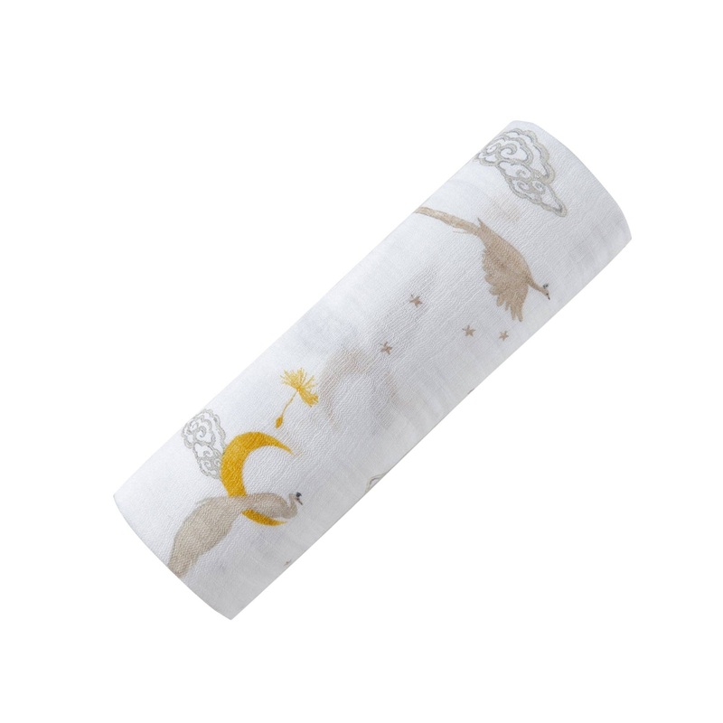 Organic Cotton Muslin Swaddle – Enchanted Peacock