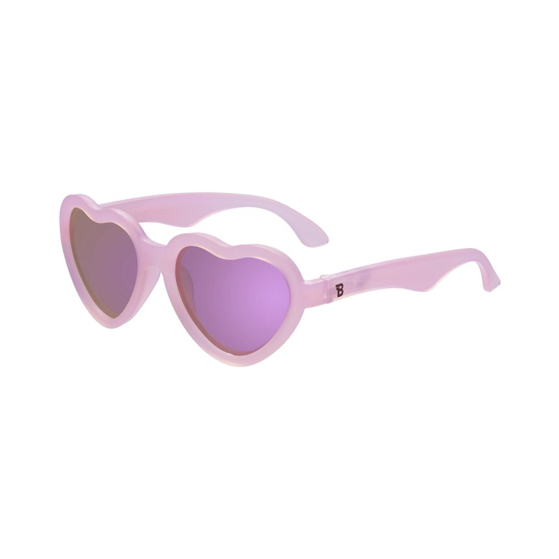 Baby and Kids Heart Polarized Sunglasses – Frosted Pink/Mirrored Lens