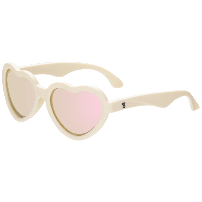 Baby and Kids Heart Polarized Sunglasses – Sweet Cream/Mirrored Lens