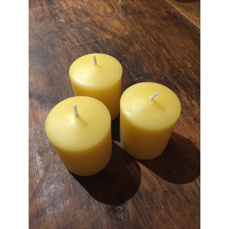 Beeswax Candles – 3 VOTIVE PILLAR CANDLES