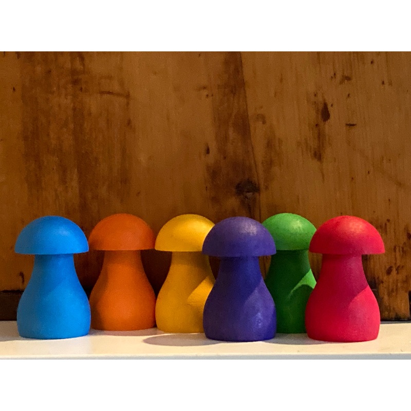 Wooden Toy Game – RAINBOW MUSHROOMS GAME Set