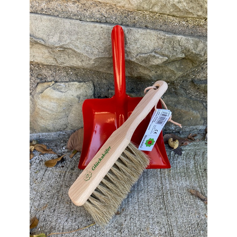 Child’s Wood DUST BRUSH and Red Metal DUST PAN