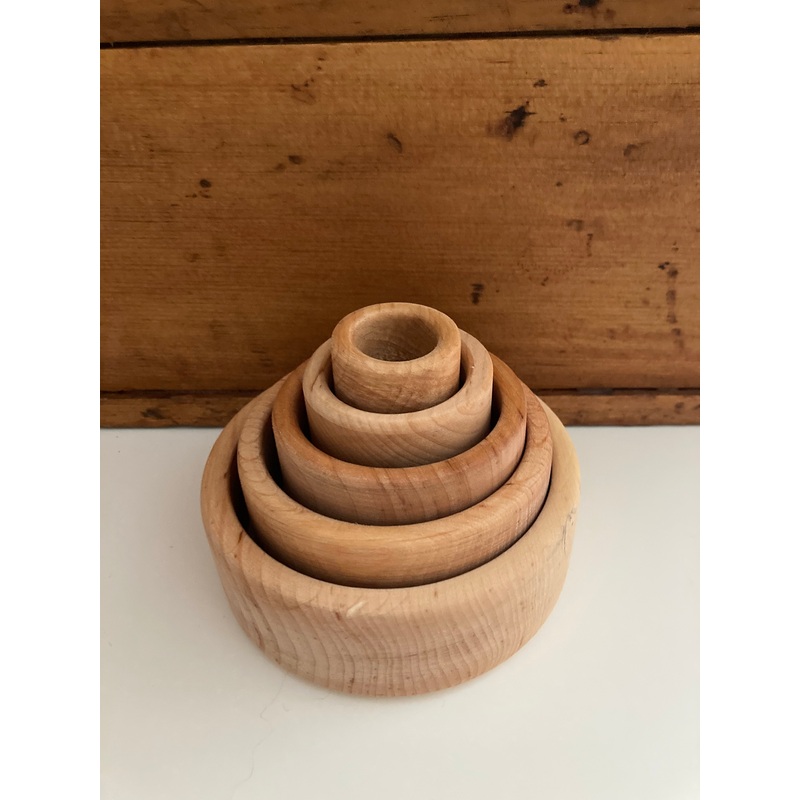 Wooden Toy – STACKING BOWLS, 5 bowls!