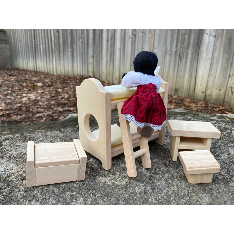 Wooden Dollhouse Furniture – CHILDREN’S BEDROOM, with Bunk Beds!