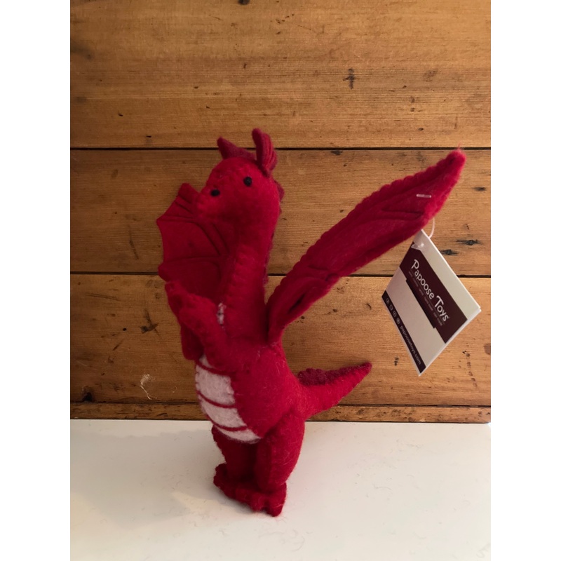 Dollhouse Soft Toy – Wool Felted DRAGON, Red