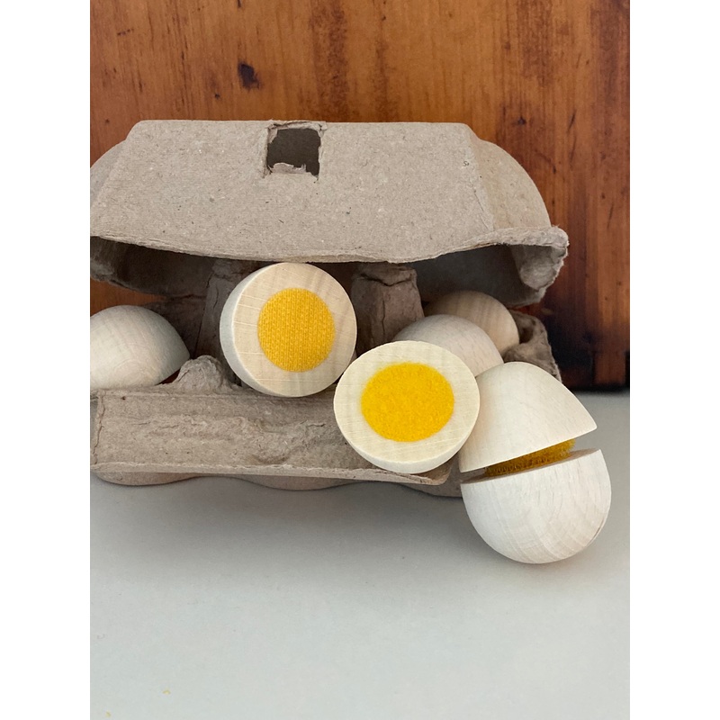 Kitchen Play Food – Wooden EGGS…can be sliced in half!