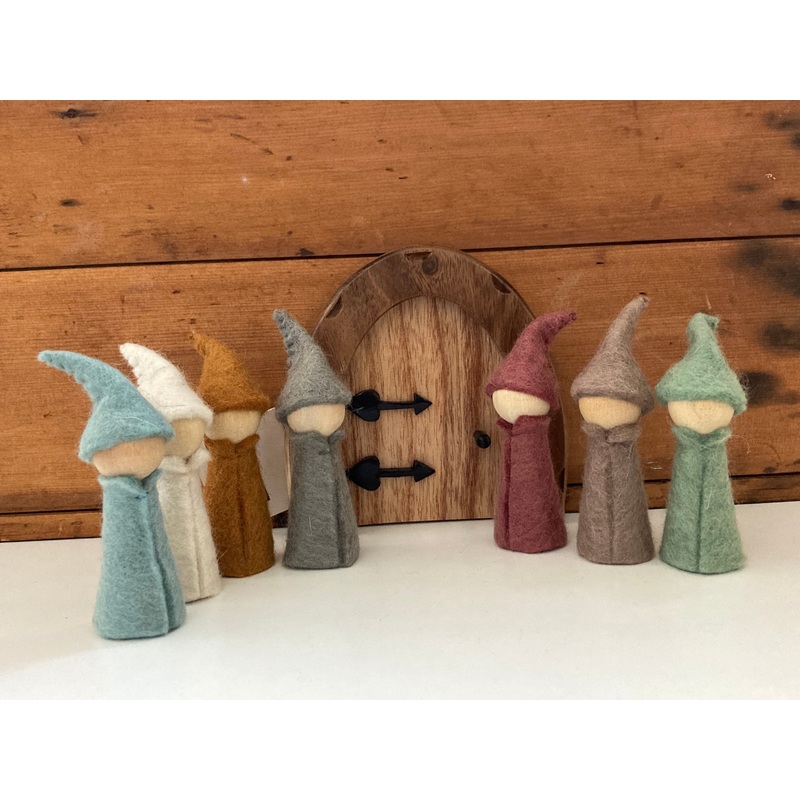 Wooden Toy for Dollhouse Play – EARTH GNOMES, all 7!