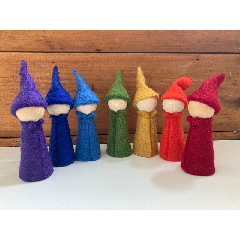 Wooden Toy for Dollhouse Play – RAINBOW GNOMES (all7!!)