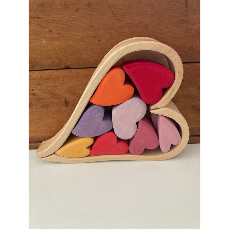 Wooden Toy – Grimm’s RED HEARTS BLOCKS Building set, 10 hearts!