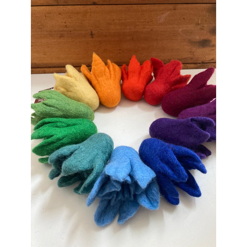 Wool Felted Toy – RAINBOW DAFFODILS… all 12!!