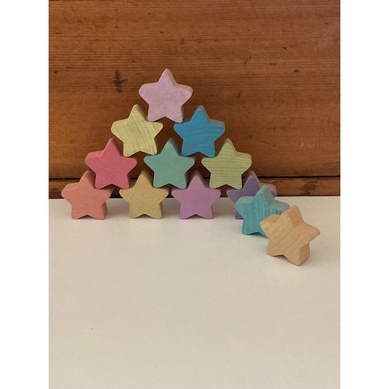 Wooden Toy – PASTEL STARS, 12 stars!