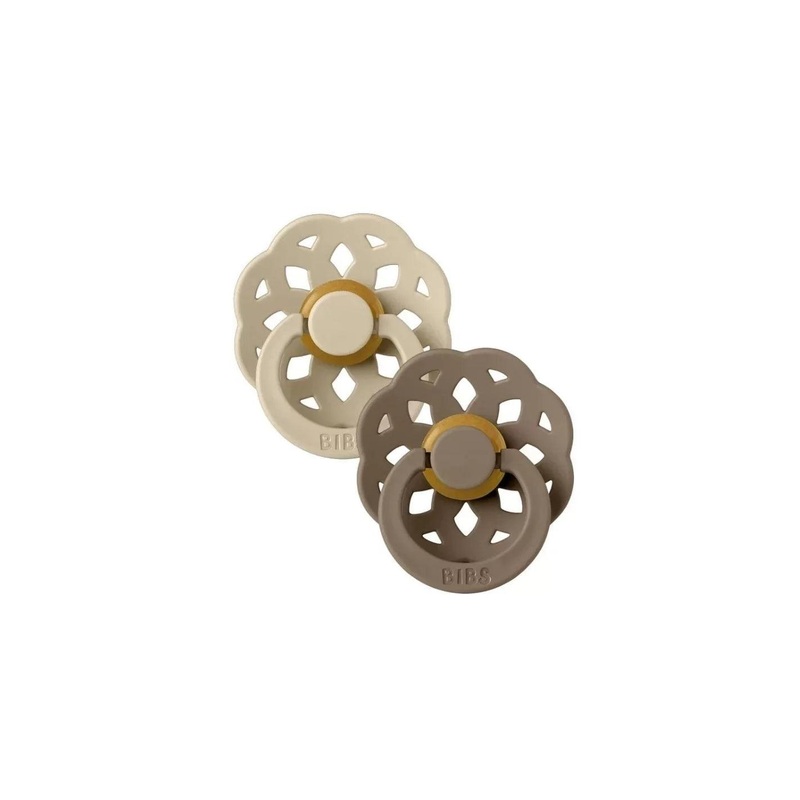BIBS Boheme Natural Rubber Pacifiers 2 Pcs – Size 2 Vanilla / Dark Oak
