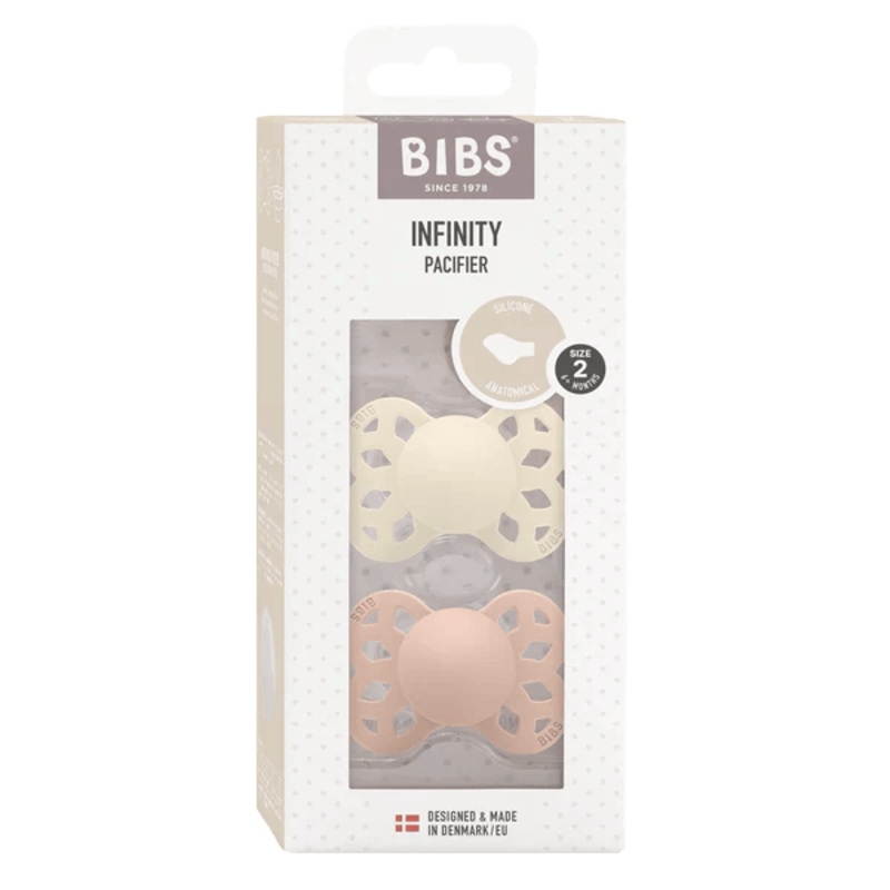 Bibs  Silicone Pacifiers Infinity Anatomical 0m+ Ivory/ Blush 2pcs