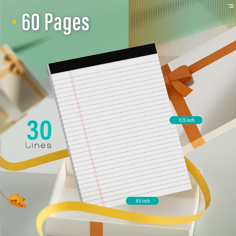 Legal Pads 8.5 x 11 Note Pads 8.5 x 11.75 Inch Notepad 3 Pack of Writing Pads Wide  Ruled Lined Paper Pads 21Ib White Paper Note Pads 8.5 x 11 with 30 Sheets Per  Legal Pad for School, Office, Home