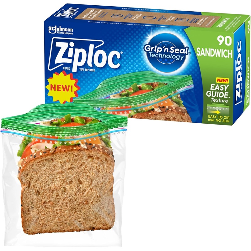 Ziploc Sandwich Bags, Easy Open Tabs, 90 Count, Clear