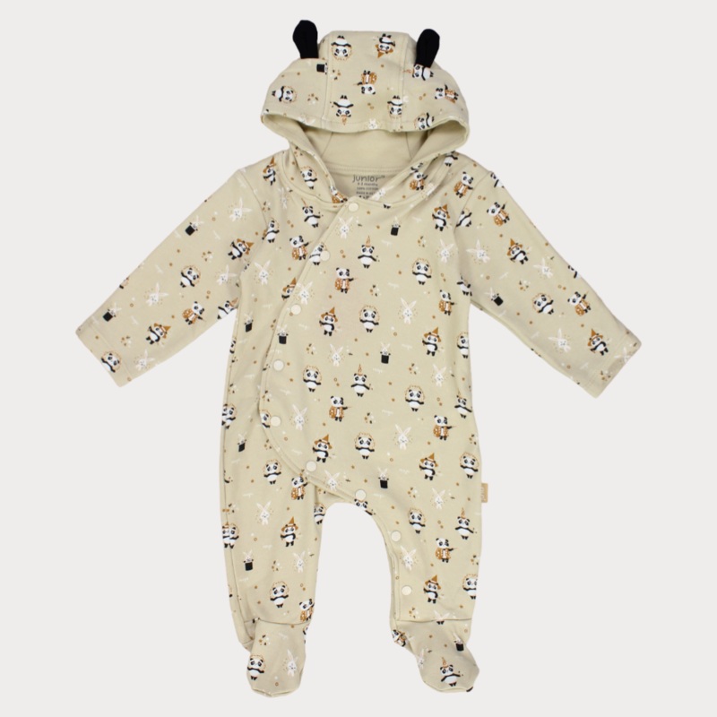Baby Pandas Long-Sleeved Hooded Baby Footie