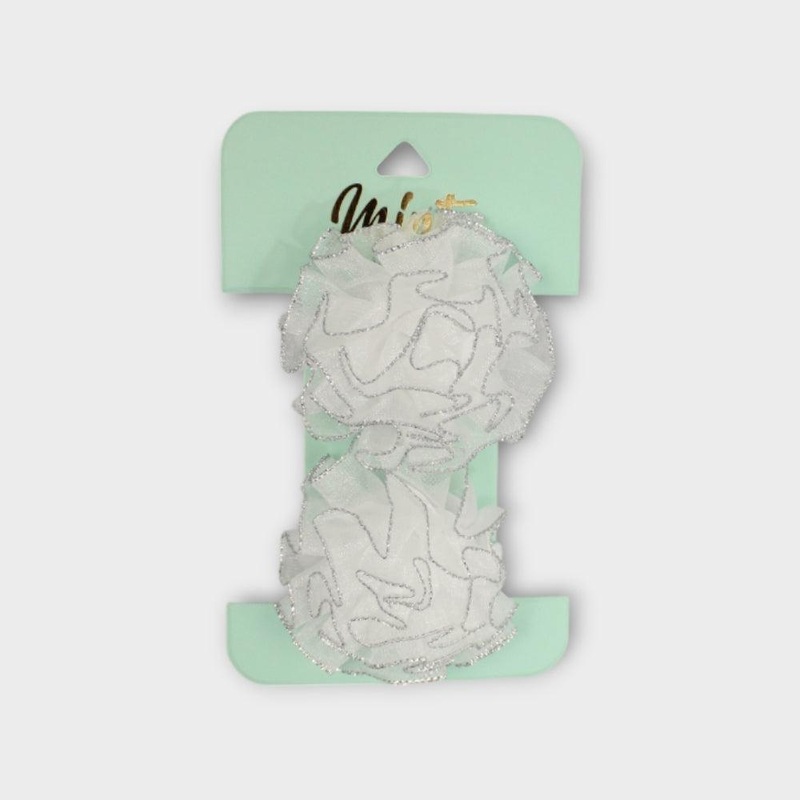 White Flower Hair Scrunchy (Pack Of 2)