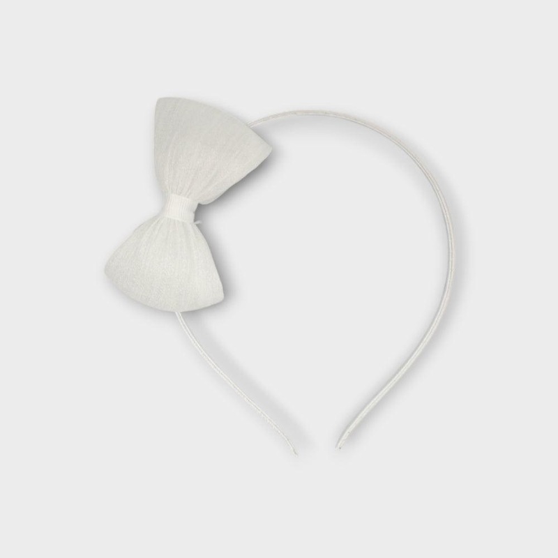 White Plastic Hair Band With A White Bow