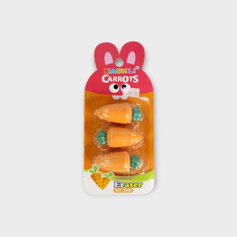 Carrot Erasers – 3 Pcs