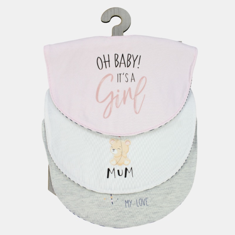 Baby Girls’ Cotton Bibs  Pack of 3  Oh Baby, Its a Girl