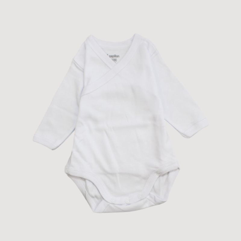 White Long-Sleeved Wrap Over Bodysuit