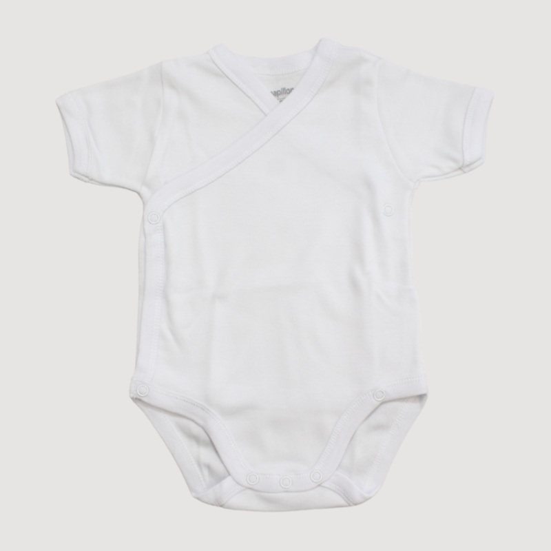 White Short-Sleeved Wrap Over Bodysuit