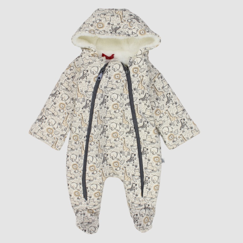 Wild Animals Long-Sleeved Hooded Baby Footie