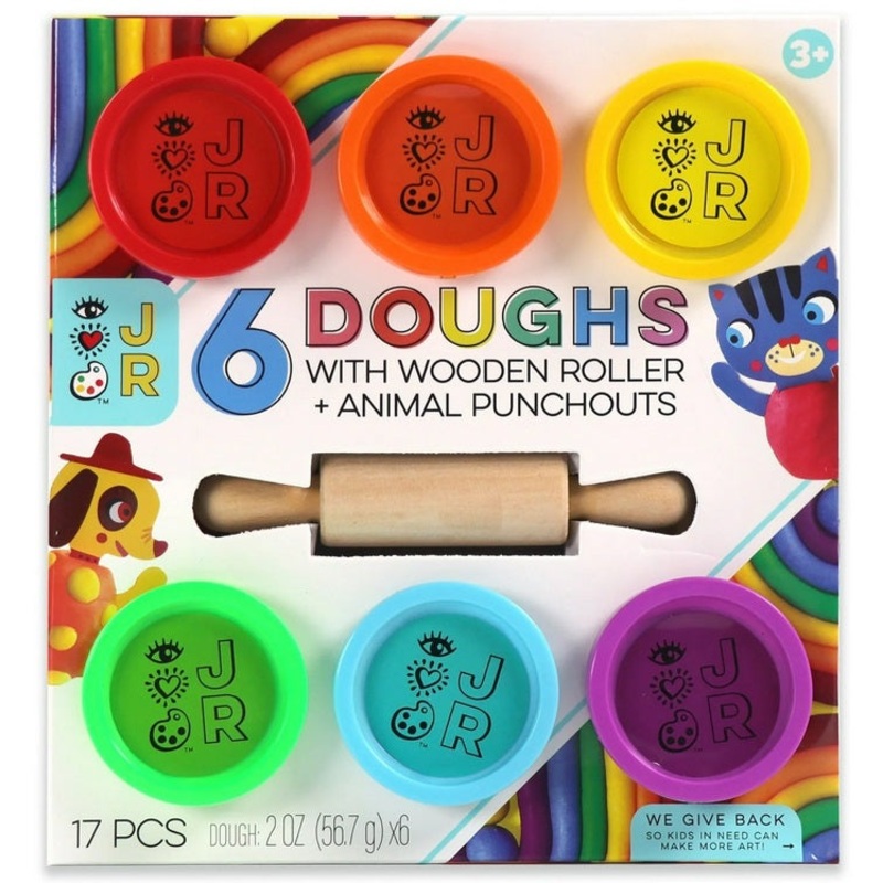 6 Doughs with Wooden Roller + Animal Punchouts