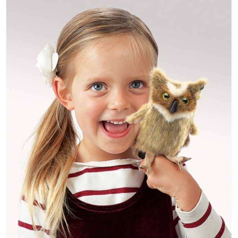 Mini Great Horned Owl Finger Puppet