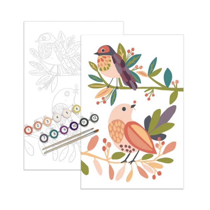 Birds on a Branch Meditative Art Paint by Number Kit with Frame