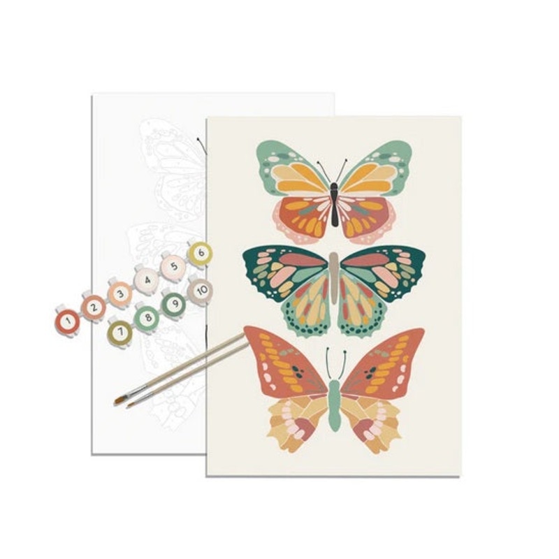 Vibrant Butterlies Meditative Art Paint by Number Kit with Frame