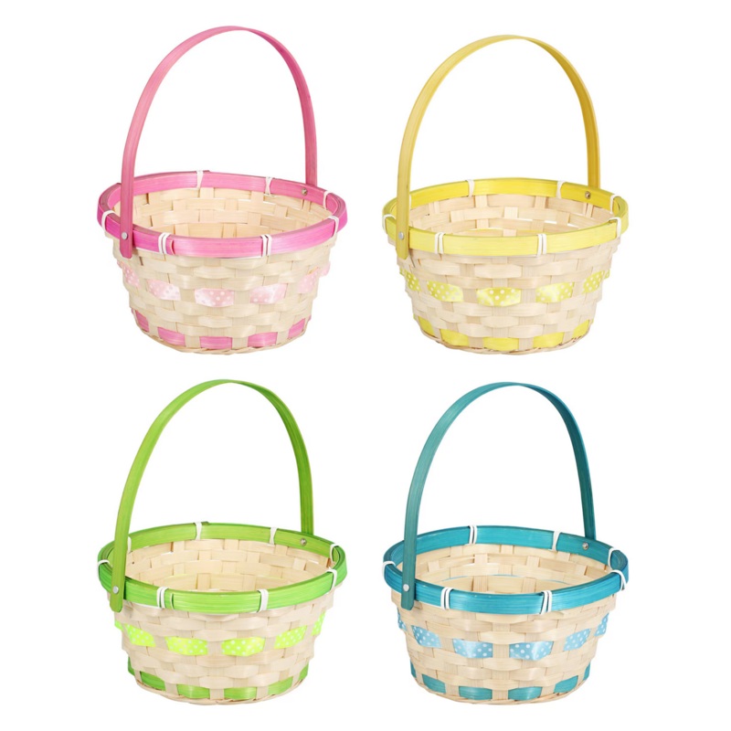 Bamboo Easter Basket with Grass