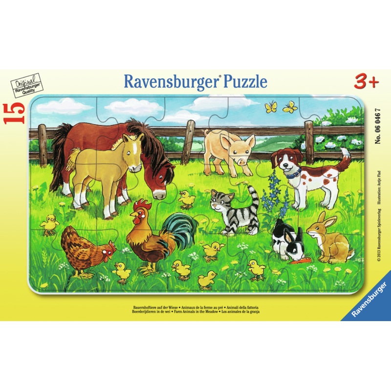 Farm Animals in the Meadow 15 Pc Frame Puzzle