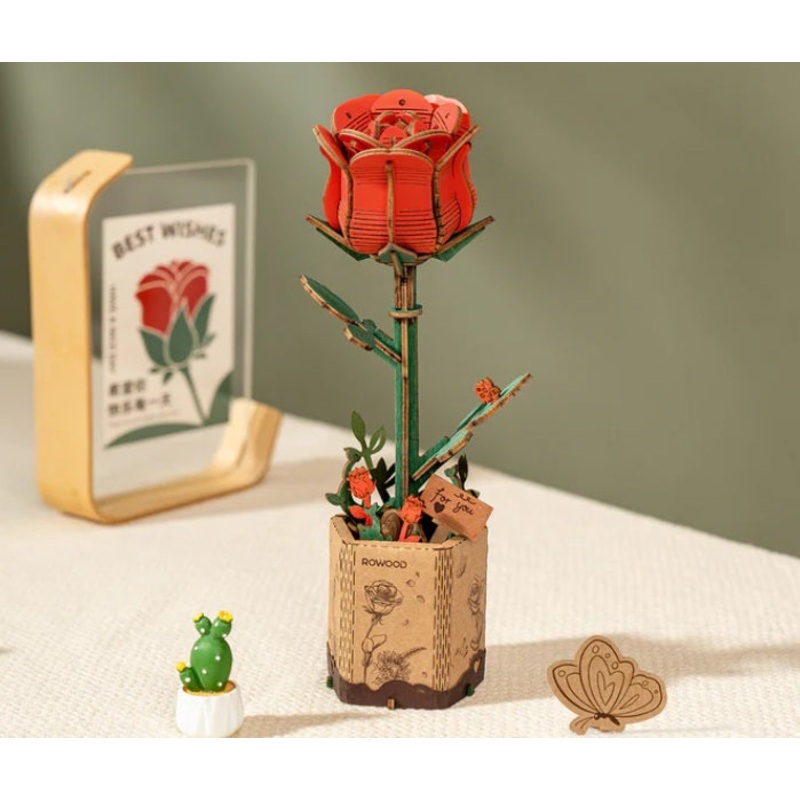Red Rose Wooden Bloom Craft Kit
