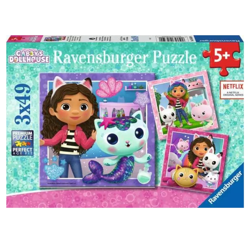 Gabby’s Dollhouse It’s Meow Time! 3 x 49 Pc Puzzle