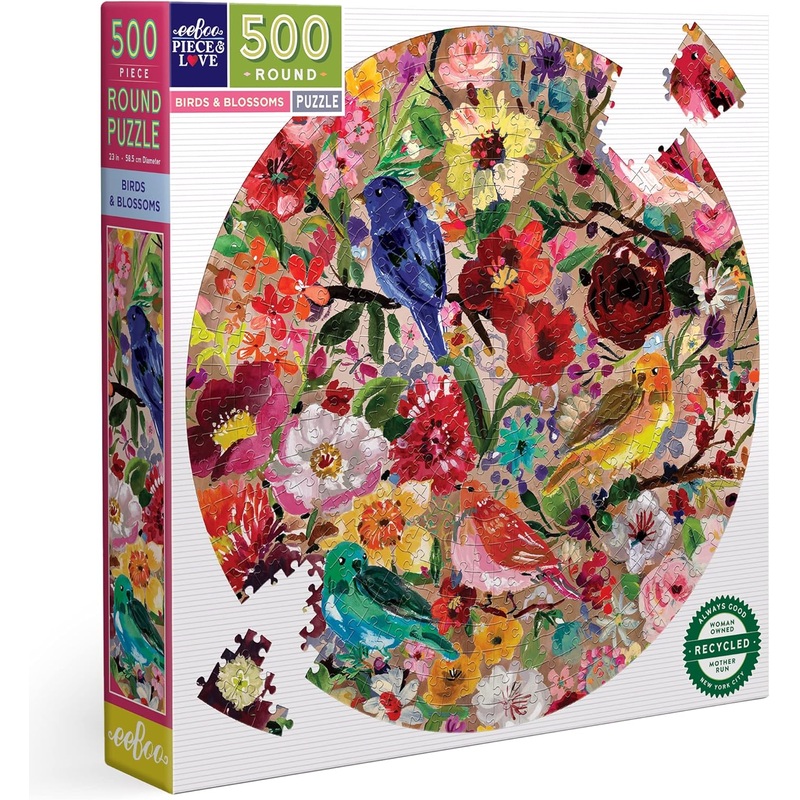 Birds & Blossoms Round 500 Pc Puzzle