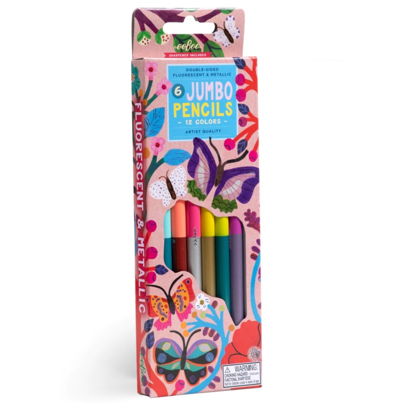 Butterflies 6 Jumbo Double-Sided Pencils