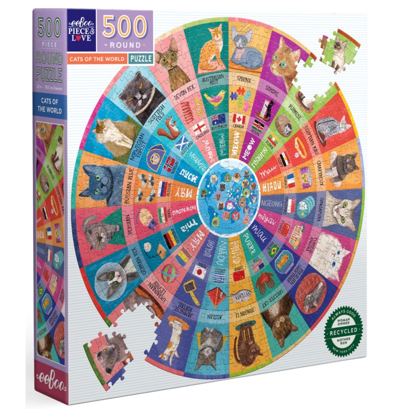 Cats of the World 500 Piece Round Puzzle