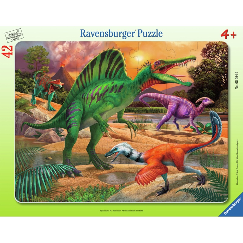 Dinosaurs Roam the Earth 42 Pc Frame Puzzle