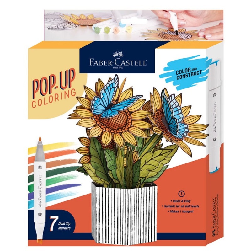 Pop Up Coloring Sunflowers and Butterflies