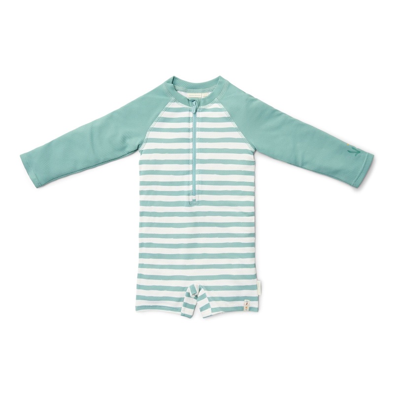 Zwempak lange mouw – Groen – Seashells and Stripes