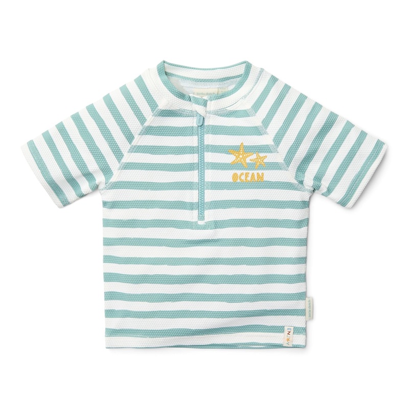 Zwemshirt korte mouw – Groen – Seashells and Stripes – Gestreept