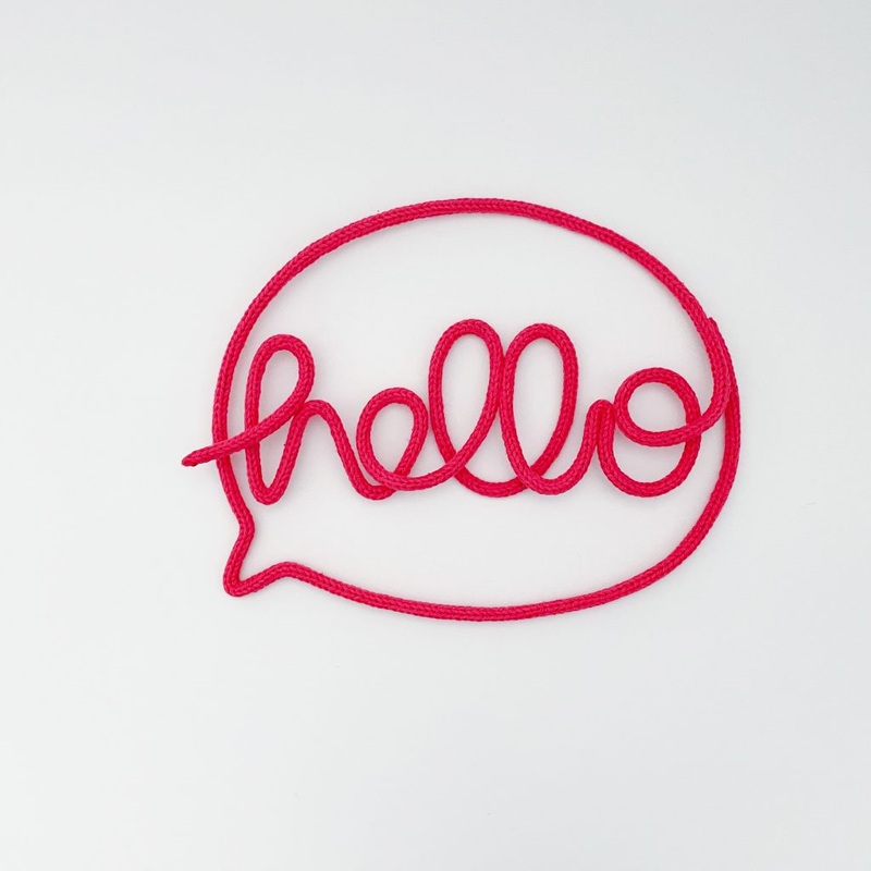 Hello Speech Bubble Knitted Wire Word – Kids Room Wall Hanging