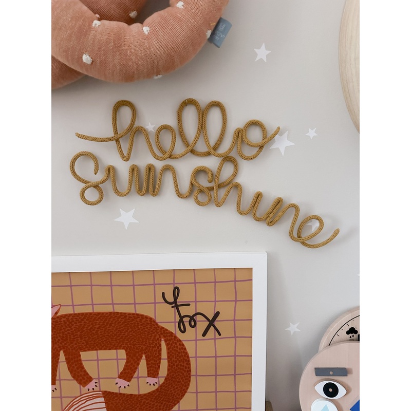 ‘Hello Sunshine Knitted Wire Word – Kids Room Decor Wall Hanging