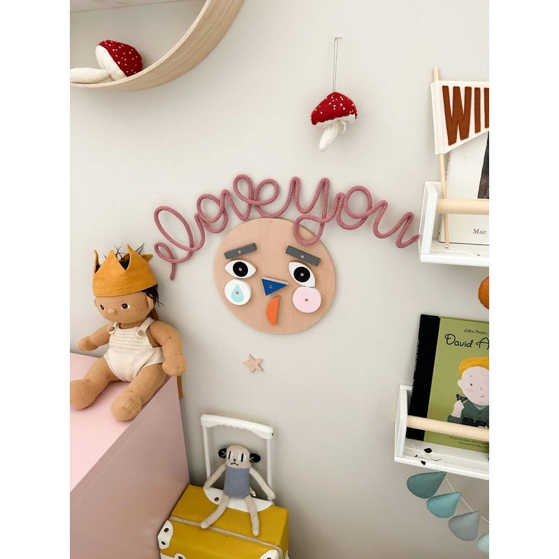 I Love You Knitted Wire Word Sign – Kids Room Decor Wall Hanging