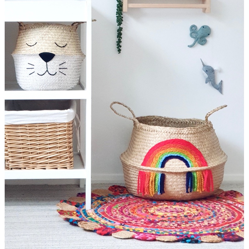 Vivid Tassel Rainbow Basket – Extra Large