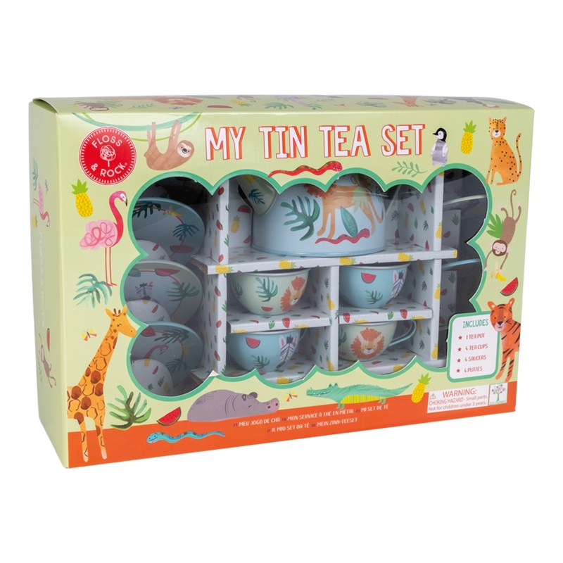 14pc Tin Tea Set – Jungle