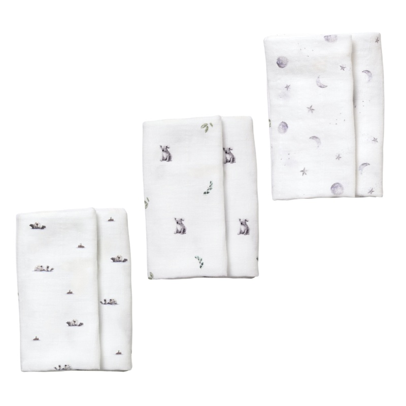 3 Pack – Floating Otter / Koala / Starlit Moon Original Muslin Squares